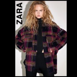 Zara Wool Blend Plaid Overshirt